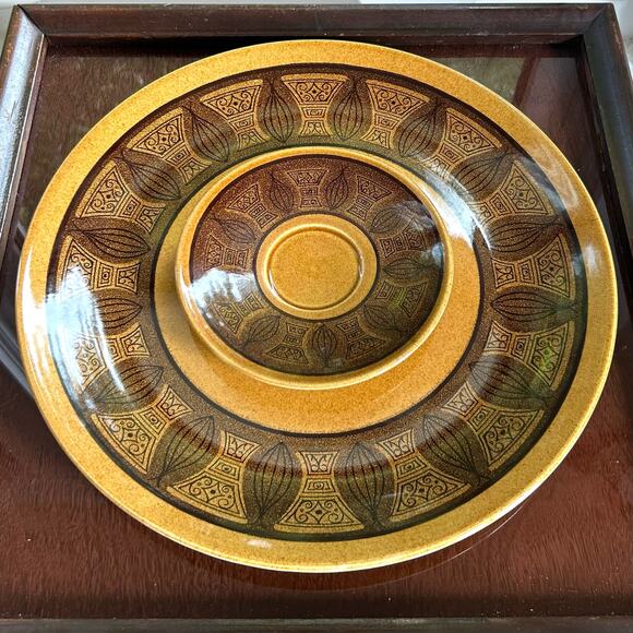 Vintage Taylor Smith & Taylor Cannes Atomic Onion Brown Plates 12" & 6” MCM - Picture 8 of 13